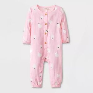 Nwt Baby Girl's Halloween Gauze Romper with Ghost Print